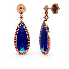 Avina Damla Küpe - Lab safir ve garnet 925 ayar rose altın kaplama gümüş küpe #1o43b9q