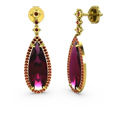Rodolit garnet ve garnet 14 ayar altın küpe