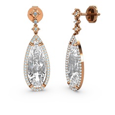 Swarovski ve akuamarin 925 ayar rose altın kaplama gümüş küpe