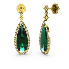 Avina Damla Küpe - Yeşil kuvars ve dumanlı kuvars 14 ayar altın küpe #1t33sex