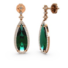 Avina Damla Küpe - Yeşil kuvars ve swarovski 8 ayar rose altın küpe #1u75etx