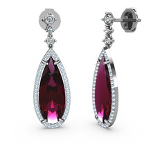 Rodolit garnet ve akuamarin 925 ayar gümüş küpe
