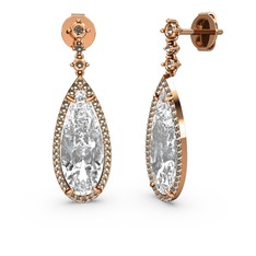 Swarovski ve dumanlı kuvars 8 ayar rose altın küpe