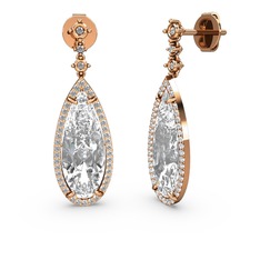 Avina Damla Küpe - Beyaz zirkon ve swarovski 925 ayar rose altın kaplama gümüş küpe #6y1zen