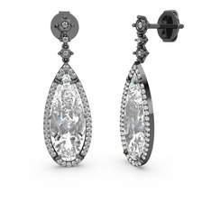 Swarovski ve beyaz zirkon 925 ayar siyah rodyum kaplama gümüş küpe