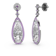 Avina Damla Küpe - Swarovski ve ametist 925 ayar gümüş küpe #9lqfvo