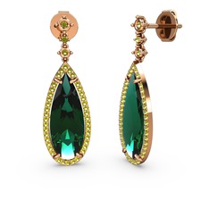 Avina Damla Küpe - Yeşil kuvars ve peridot 14 ayar rose altın küpe #bdqg75