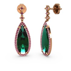 Avina Damla Küpe - Yeşil kuvars ve rodolit garnet 18 ayar rose altın küpe #chmzbh