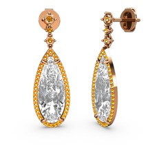 Swarovski ve sitrin 18 ayar rose altın küpe