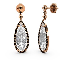 Avina Damla Küpe - Swarovski ve siyah zirkon 14 ayar rose altın küpe #fh82z6