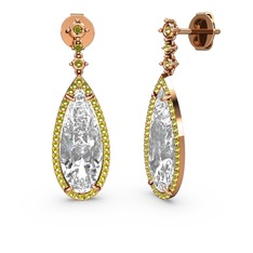 Avina Damla Küpe - Swarovski ve peridot 14 ayar rose altın küpe #kzprrd