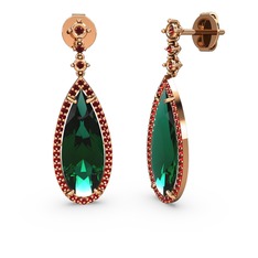 Avina Damla Küpe - Yeşil kuvars ve garnet 14 ayar rose altın küpe #o9pr8x