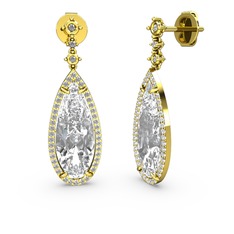 Avina Damla Küpe - Beyaz zirkon ve swarovski 14 ayar altın küpe #v7h1v5