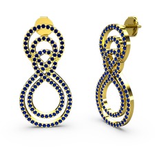 İç İçe Sonsuzluk Küpe - Lab safir 925 ayar altın kaplama gümüş küpe #1abcnhw