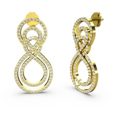 İç İçe Sonsuzluk Küpe - Beyaz zirkon 18 ayar altın küpe #1v2nj6i