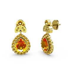 Sitrin 18 ayar altın küpe