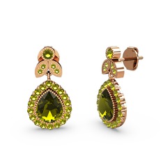 Hanedan Küpe - Peridot 8 ayar rose altın küpe #194n825