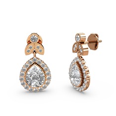 Hanedan Küpe - Swarovski ve beyaz zirkon 925 ayar rose altın kaplama gümüş küpe #1g92doz