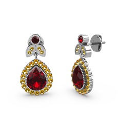 Garnet ve sitrin 925 ayar gümüş küpe
