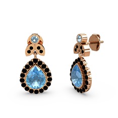 Hanedan Küpe - Akuamarin ve siyah zirkon 18 ayar rose altın küpe #1jxkvh5