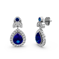 Hanedan Küpe - Lab safir ve swarovski 14 ayar beyaz altın küpe #1n0k91o
