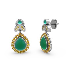 Hanedan Küpe - Kök zümrüt ve sitrin 925 ayar gümüş küpe #1pk4l4i