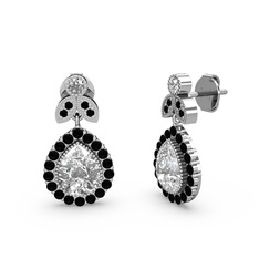 Hanedan Küpe - Swarovski ve siyah zirkon 8 ayar beyaz altın küpe #1rm15q7