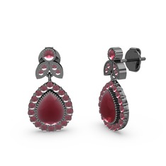 Hanedan Küpe - Kök yakut 925 ayar siyah rodyum kaplama gümüş küpe #1t8adf0