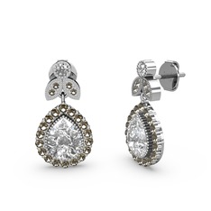 Hanedan Küpe - Swarovski ve dumanlı kuvars 925 ayar gümüş küpe #1uhh8e9