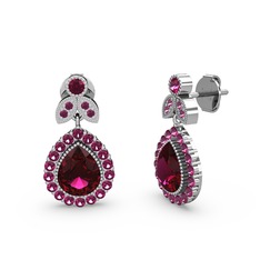Hanedan Küpe - Rodolit garnet 18 ayar beyaz altın küpe #2tcs33