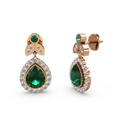 Hanedan Küpe - Yeşil kuvars ve swarovski 18 ayar rose altın küpe #4aacsq