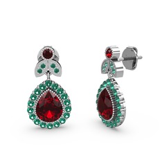Garnet ve yeşil kuvars 925 ayar gümüş küpe