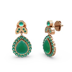 Hanedan Küpe - Kök zümrüt ve yeşil kuvars 925 ayar rose altın kaplama gümüş küpe #94u3so