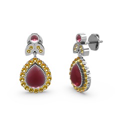 Hanedan Küpe - Kök yakut ve sitrin 925 ayar gümüş küpe #d6w74a