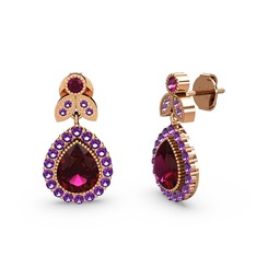 Hanedan Küpe - Rodolit garnet ve ametist 8 ayar rose altın küpe #geejad