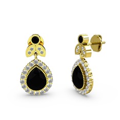 Hanedan Küpe - Siyah zirkon ve swarovski 8 ayar altın küpe #gggs6o