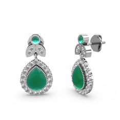 Kök zümrüt ve swarovski 925 ayar gümüş küpe