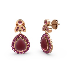 Hanedan Küpe - Kök yakut ve rodolit garnet 8 ayar rose altın küpe #mu8k82
