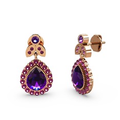 Hanedan Küpe - Ametist ve rodolit garnet 8 ayar rose altın küpe #nahqx6