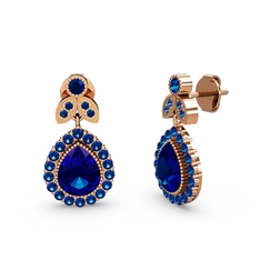 Hanedan Küpe - Lab safir 8 ayar rose altın küpe #nfh7x9