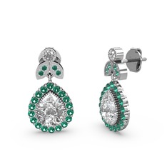 Hanedan Küpe - Swarovski ve yeşil kuvars 8 ayar beyaz altın küpe #qm9fyw