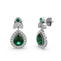 Hanedan Küpe - Yeşil kuvars ve swarovski 8 ayar beyaz altın küpe #t39tiu