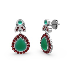 Hanedan Küpe - Kök zümrüt ve garnet 14 ayar beyaz altın küpe #yi8dbd