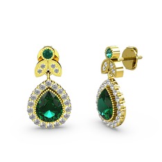 Hanedan Küpe - Yeşil kuvars ve swarovski 14 ayar altın küpe #z9j9vp