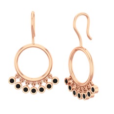 Siyah zirkon 18 ayar rose altın küpe