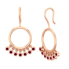 Fons Küpe - Rodolit garnet 925 ayar rose altın kaplama gümüş küpe #92llar