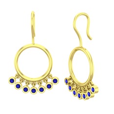 Lab safir 18 ayar altın küpe