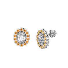 Rayiha Küpe - Swarovski ve sitrin 925 ayar gümüş küpe #109swqk