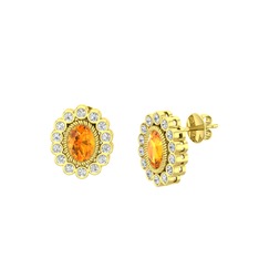 Sitrin ve swarovski 8 ayar altın küpe