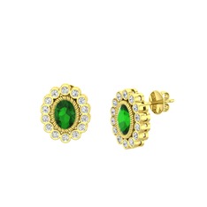 Rayiha Küpe - Yeşil kuvars ve swarovski 8 ayar altın küpe #13f98zl